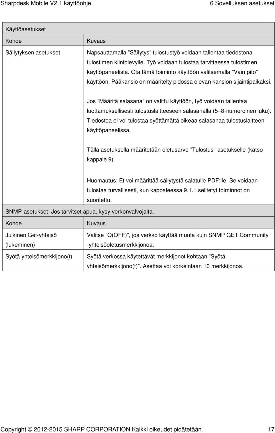 Jos Määritä salasana on valittu käyttöön, työ voidaan tallentaa luottamuksellisesti tulostuslaitteeseen salasanalla (5 8-numeroinen luku).