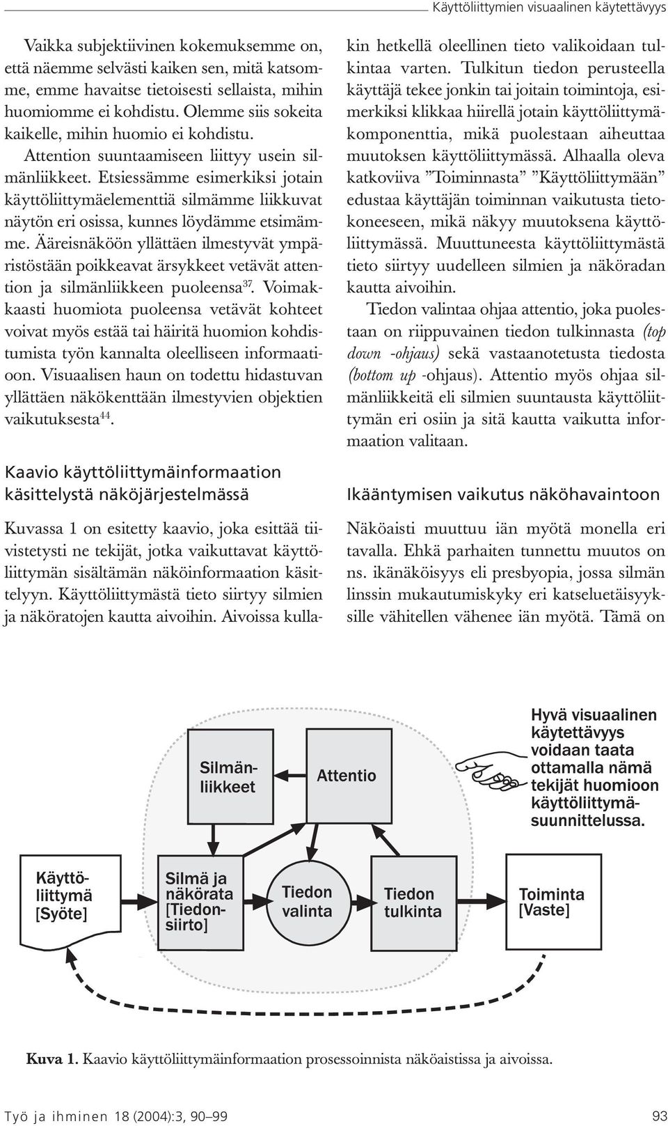 Etsiessämme esimerkiksi jotain käyttöliittymäelementtiä silmämme liikkuvat näytön eri osissa, kunnes löydämme etsimämme.