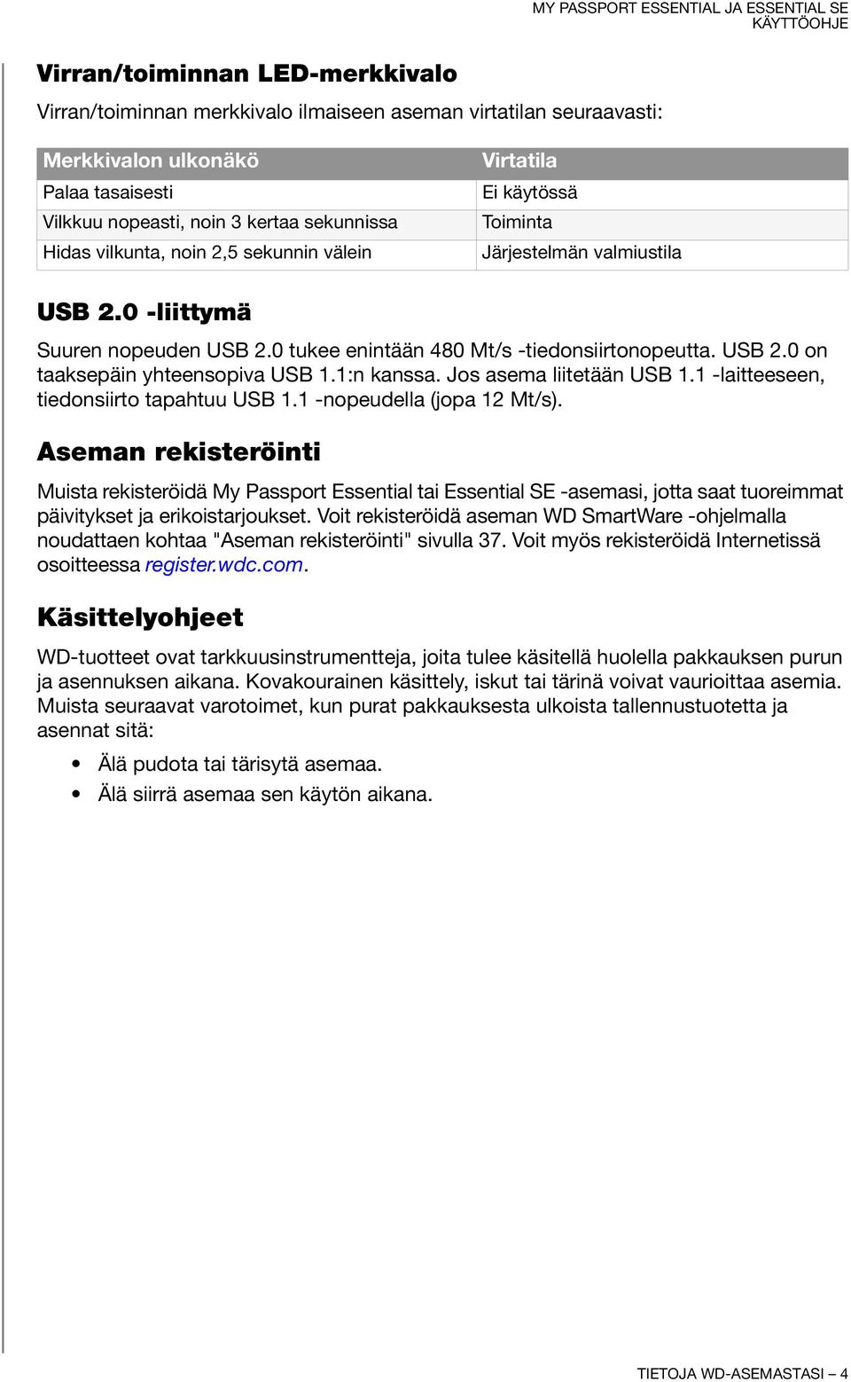 1:n kanssa. Jos asema liitetään USB 1.1 -laitteeseen, tiedonsiirto tapahtuu USB 1.1 -nopeudella (jopa 12 Mt/s).