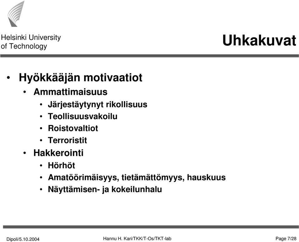 Hakkerointi Hörhöt Amatöörimäisyys, tietämättömyys, hauskuus