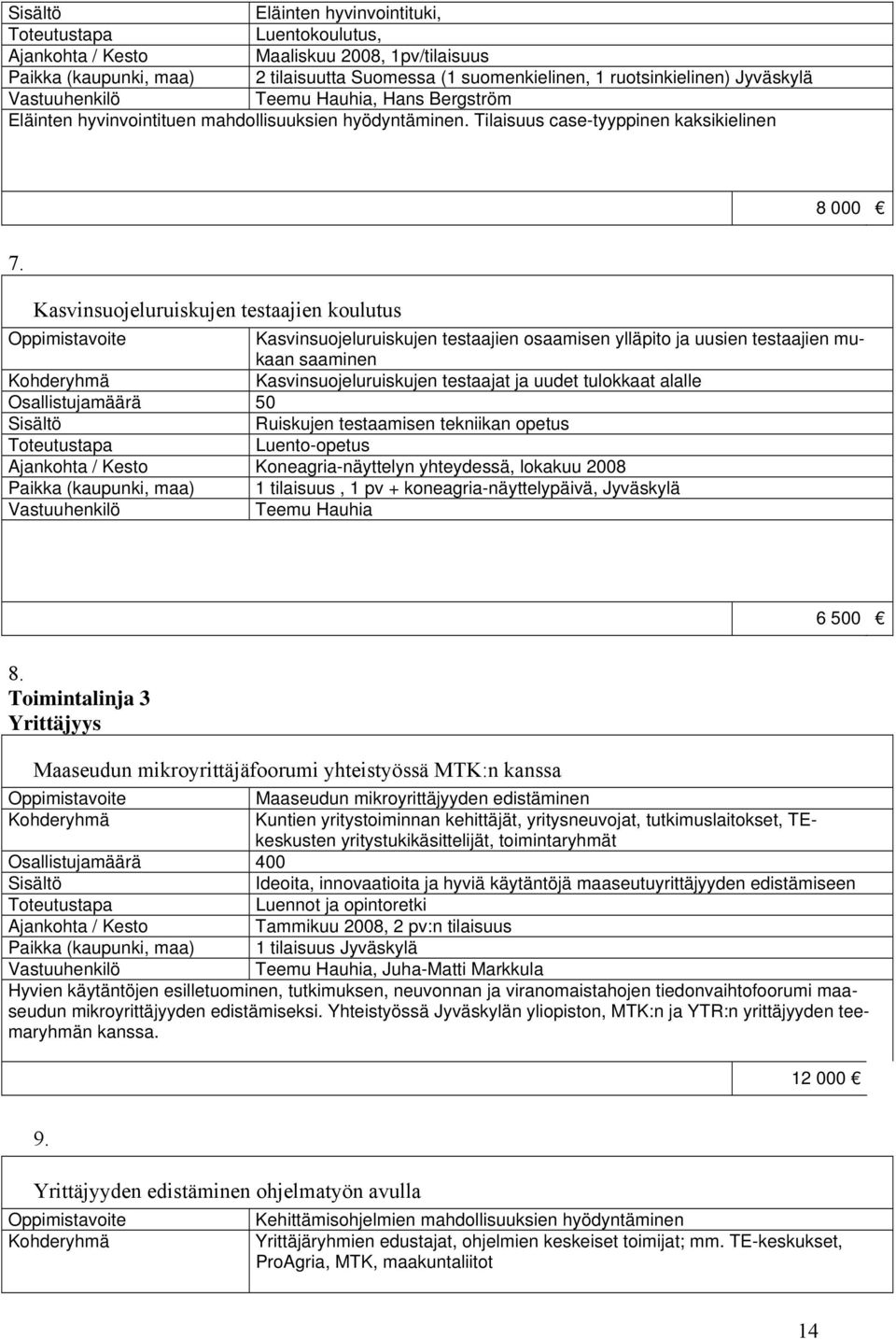 Kasvinsuojeluruiskujen testaajien koulutus Kasvinsuojeluruiskujen testaajien osaamisen ylläpito ja uusien testaajien mukaan saaminen Kasvinsuojeluruiskujen testaajat ja uudet tulokkaat alalle