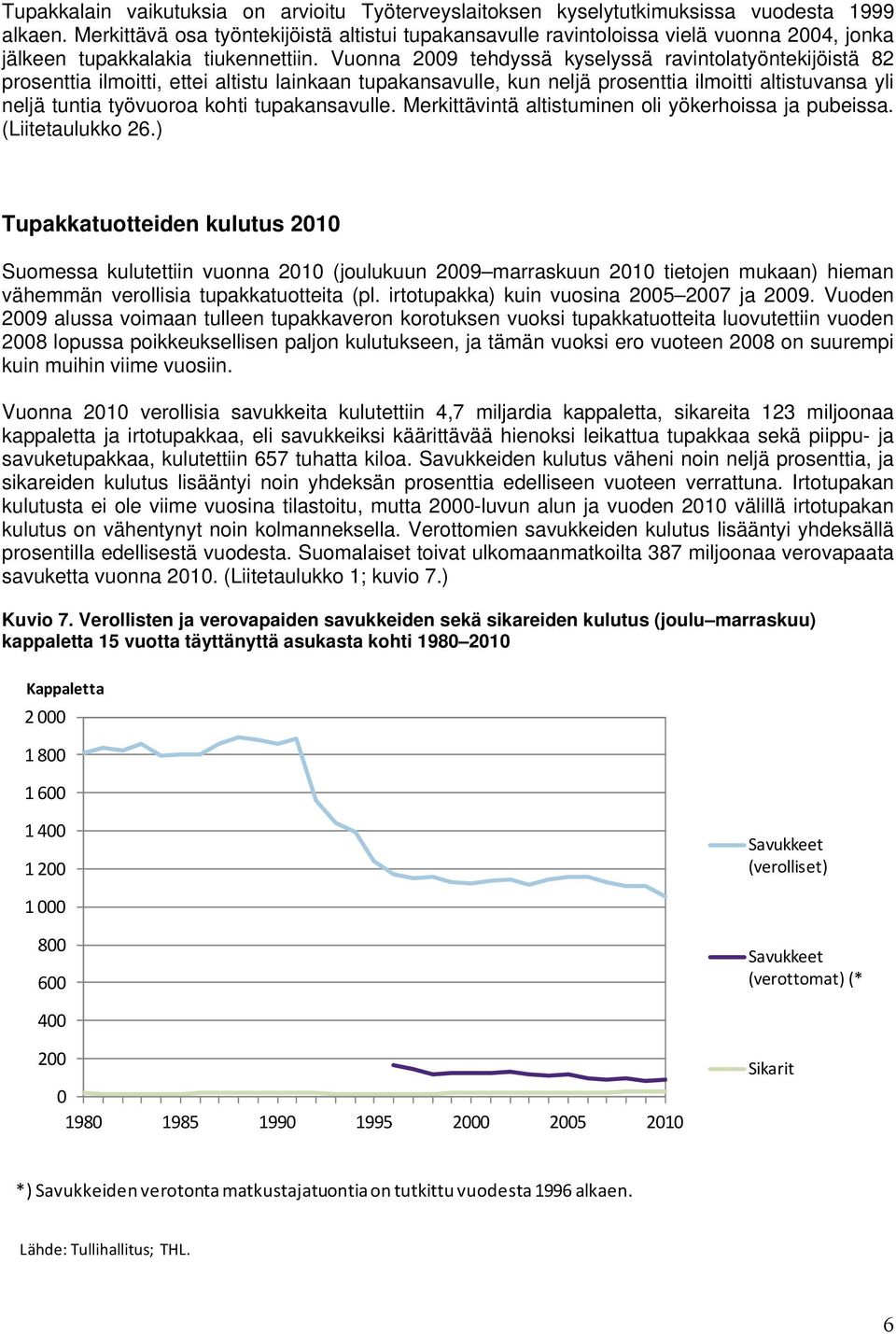 Vuonna 2009 tehdyssä kyselyssä ravintolatyöntekijöistä 82 prosenttia ilmoitti, ettei altistu lainkaan tupakansavulle, kun neljä prosenttia ilmoitti altistuvansa yli neljä tuntia työvuoroa kohti