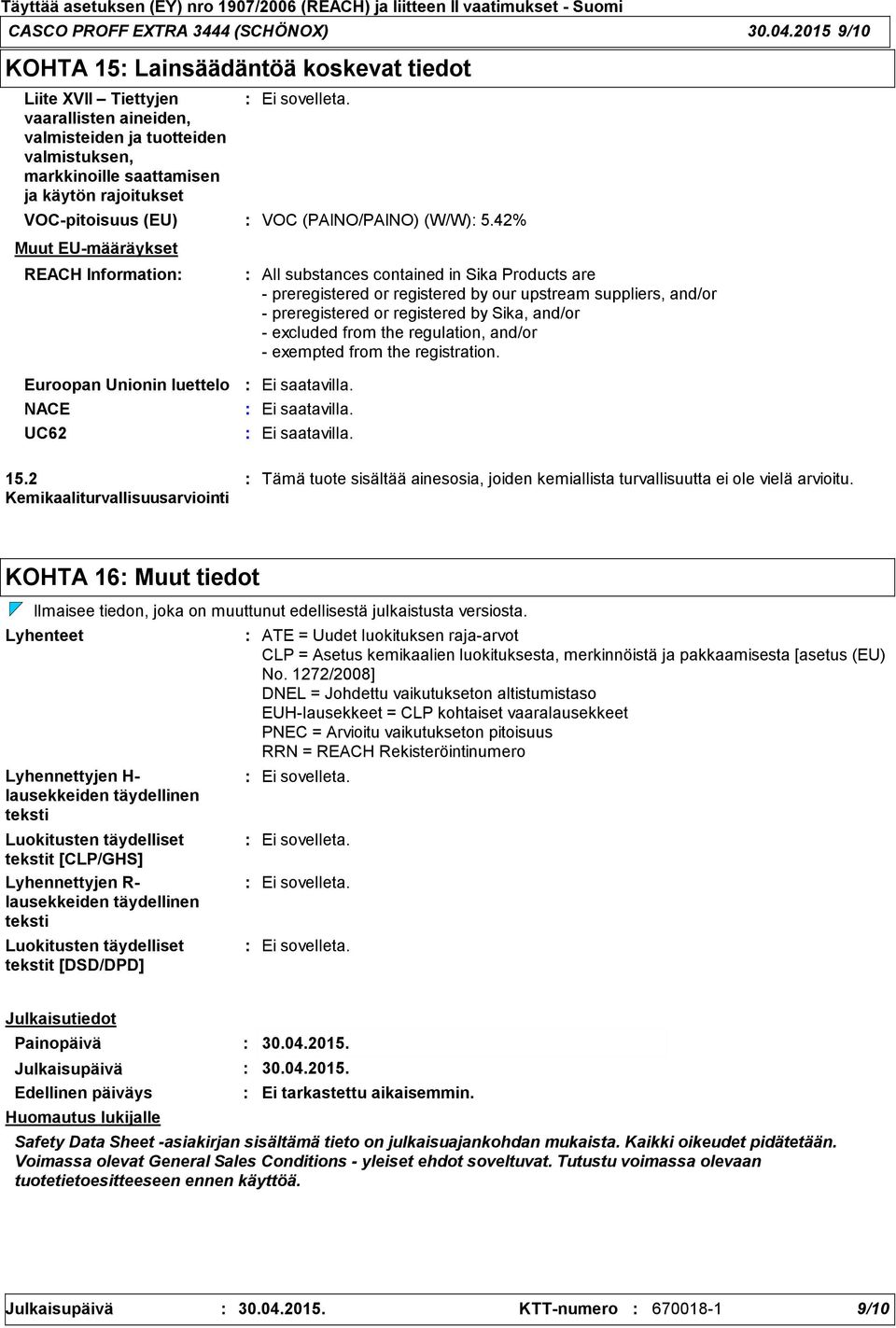 VOCpitoisuus (EU) VOC (PAINO/PAINO) (W/W) 5.