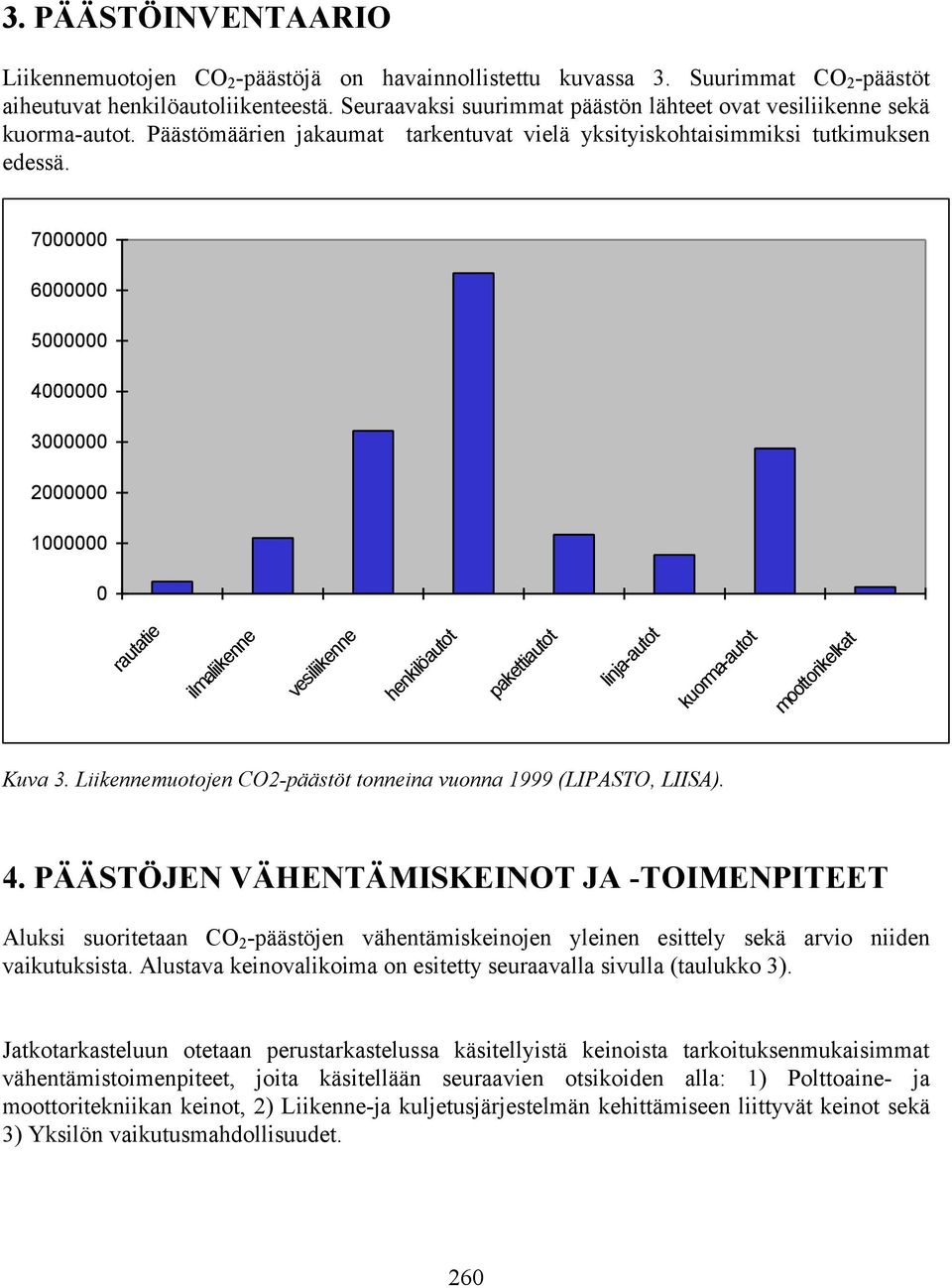 7000000 6000000 5000000 4000000 3000000 2000000 1000000 0 rautatie ilmaliikenne vesiliikenne henkilöautot pakettiautot linja-autot kuorma-autot moottorikelkat Kuva 3.