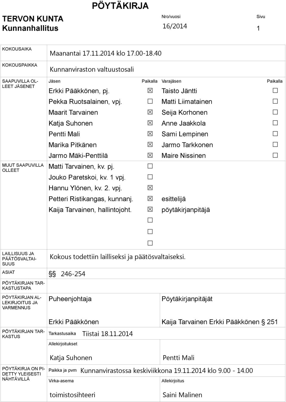 Matti Liimatainen Maarit Tarvainen Seija Korhonen Katja Suhonen Anne Jaakkola Pentti Mali Sami Lempinen Marika Pitkänen Jarmo Tarkkonen Jarmo Mäki-Penttilä Maire Nissinen Matti Tarvainen, kv. pj.