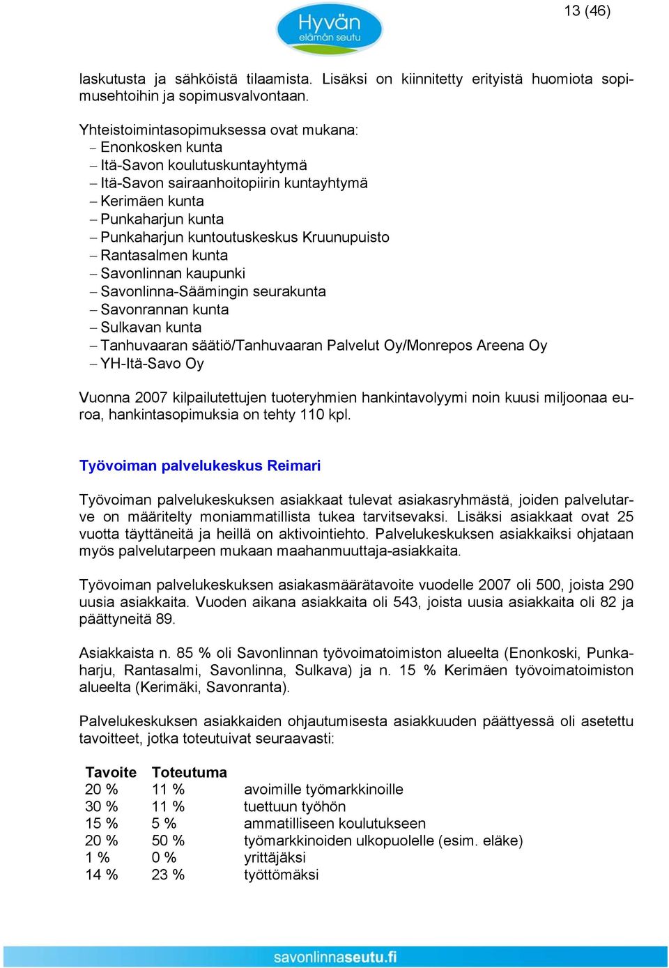 Kruunupuisto Rantasalmen kunta Savonlinnan kaupunki Savonlinna-Säämingin seurakunta Savonrannan kunta Sulkavan kunta Tanhuvaaran säätiö/tanhuvaaran Palvelut Oy/Monrepos Areena Oy YH-Itä-Savo Oy