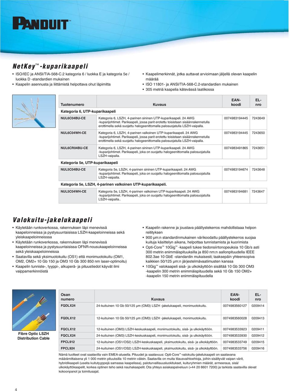 kaapelin määrää ISO 11801- ja ANSI/TIA-568-C.