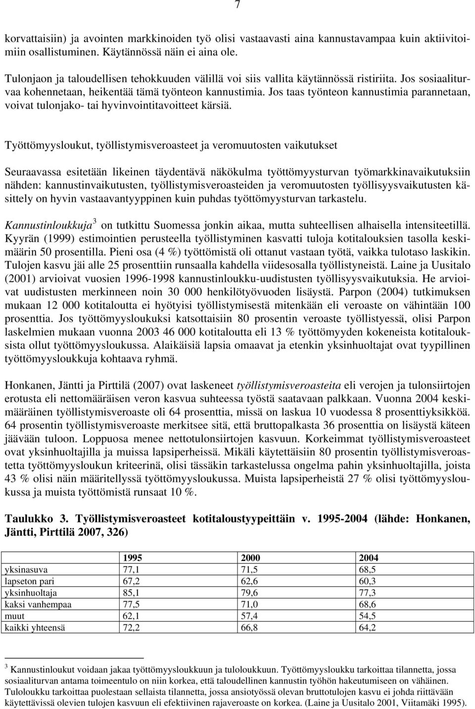 Jos taas työnteon kannustimia parannetaan, voivat tulonjako- tai hyvinvointitavoitteet kärsiä.