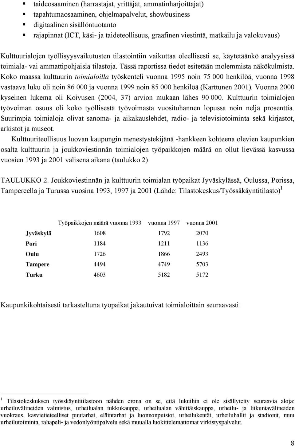 Tässä raportissa tiedot esitetään molemmista näkökulmista.