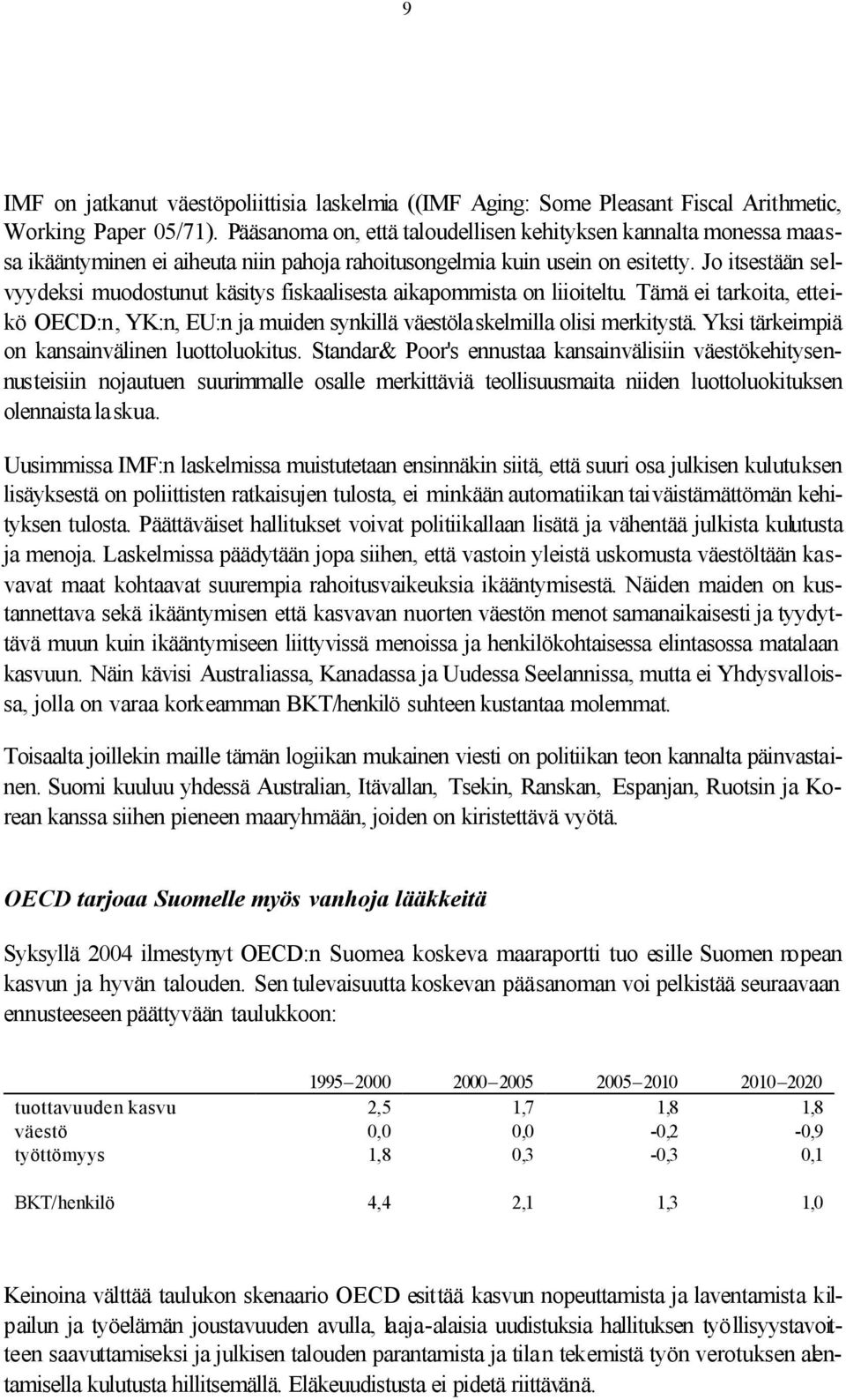 Jo itsestään selvyydeksi muodostunut käsitys fiskaalisesta aikapommista on liioiteltu. Tämä ei tarkoita, etteikö OECD:n, YK:n, EU:n ja muiden synkillä väestölaskelmilla olisi merkitystä.