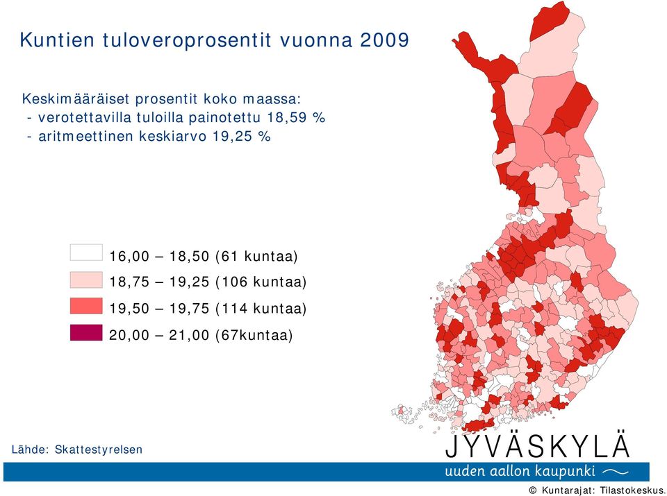 19,25 % 16,00 18,50 (61 kuntaa) 18,75 19,25 (106 kuntaa) 19,50 19,75 (114