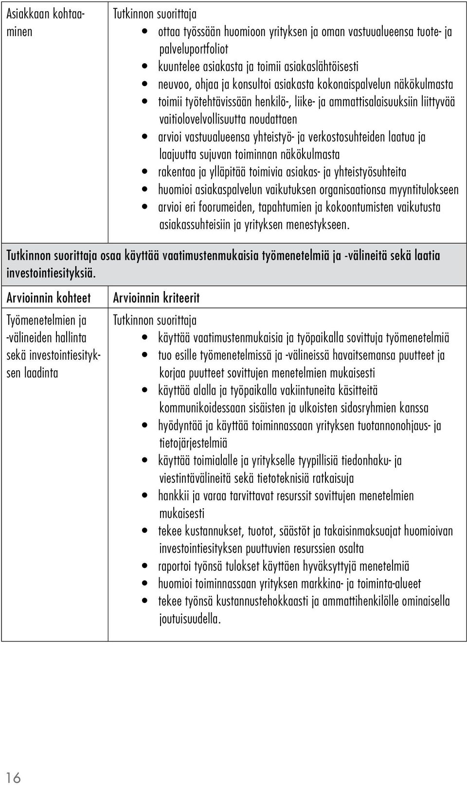 ja laajuutta sujuvan toiminnan näkökulmasta rakentaa ja ylläpitää toimivia asiakas- ja yhteistyösuhteita huomioi asiakaspalvelun vaikutuksen organisaationsa myyntitulokseen arvioi eri foorumeiden,