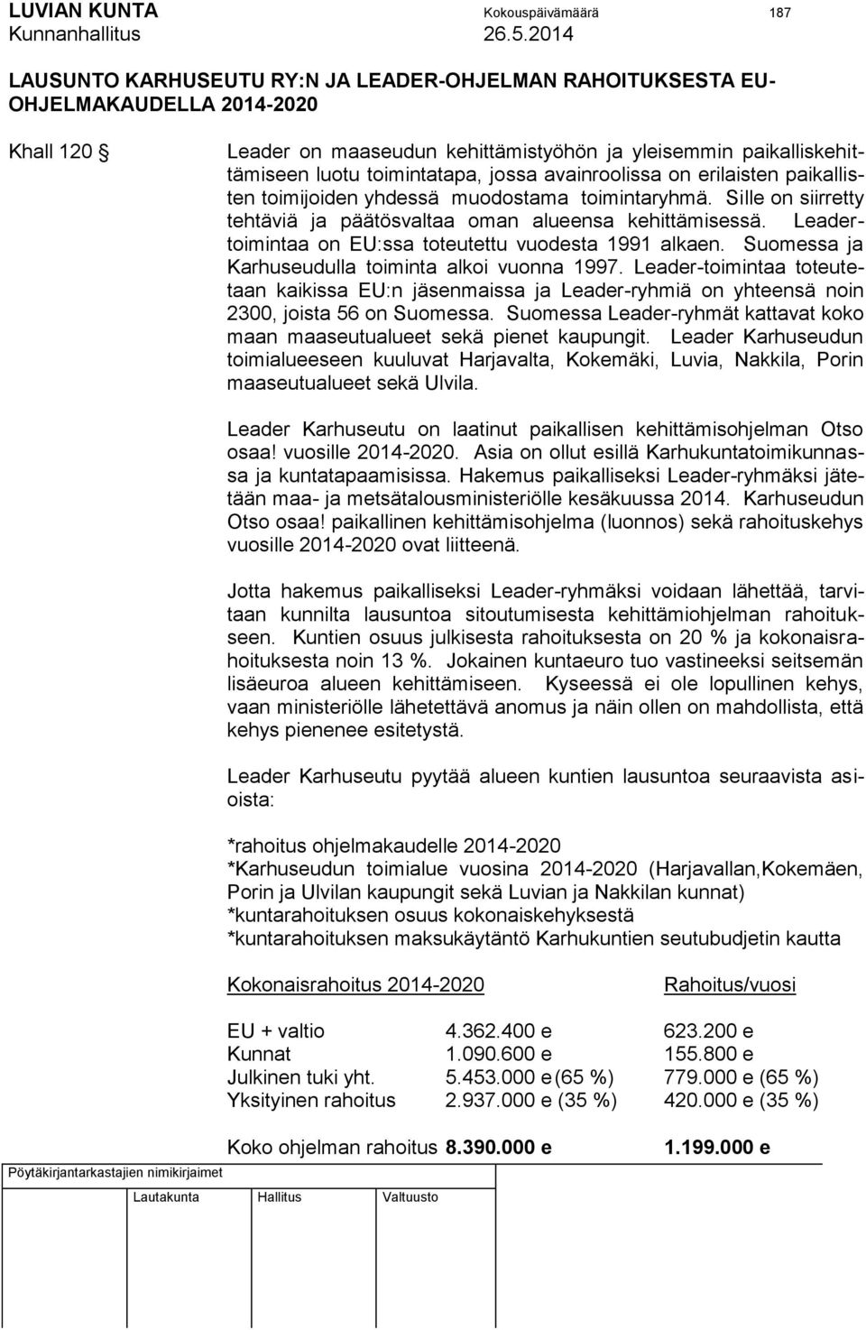 Sille on siirretty tehtäviä ja päätösvaltaa oman alueensa kehittämisessä. Leadertoimintaa on EU:ssa toteutettu vuodesta 1991 alkaen. Suomessa ja Karhuseudulla toiminta alkoi vuonna 1997.