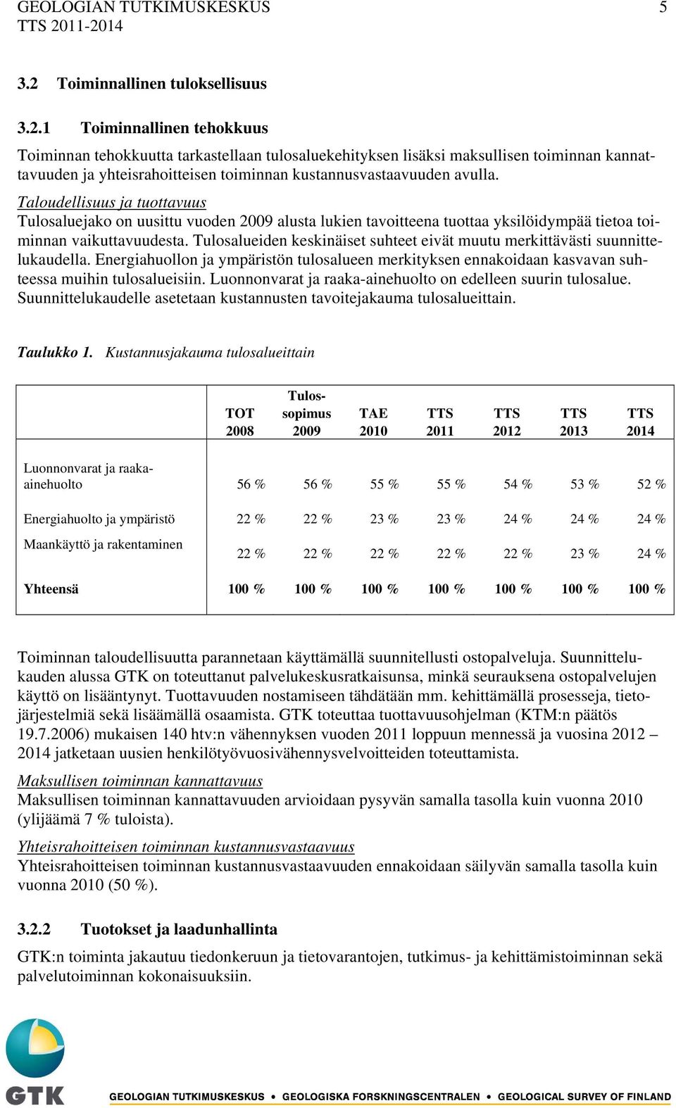 Taloudellisuus ja tuottavuus Tulosaluejako on uusittu vuoden 2009 alusta lukien tavoitteena tuottaa yksilöidympää tietoa toiminnan vaikuttavuudesta.