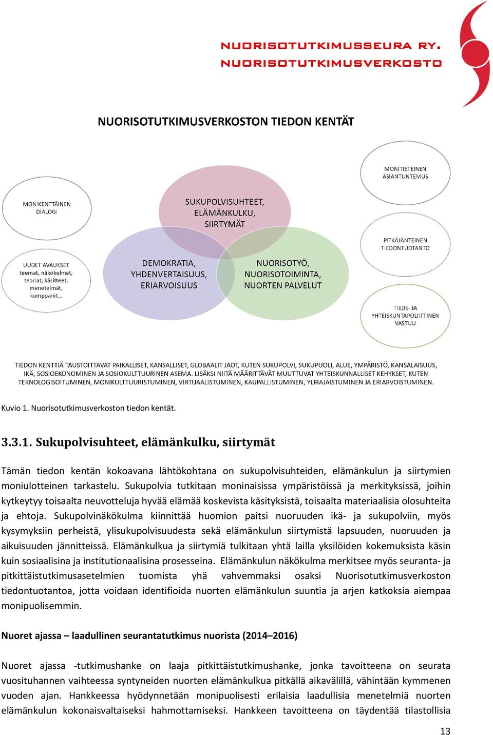 Sukupolvinäkökulma kiinnittää huomion paitsi nuoruuden ikä- ja sukupolviin, myös kysymyksiin perheistä, ylisukupolvisuudesta sekä elämänkulun siirtymistä lapsuuden, nuoruuden ja aikuisuuden