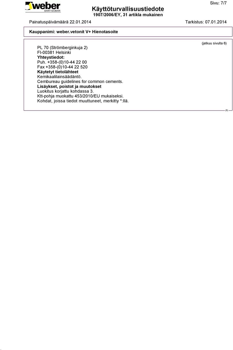 Cembureau guidelines for common cements.