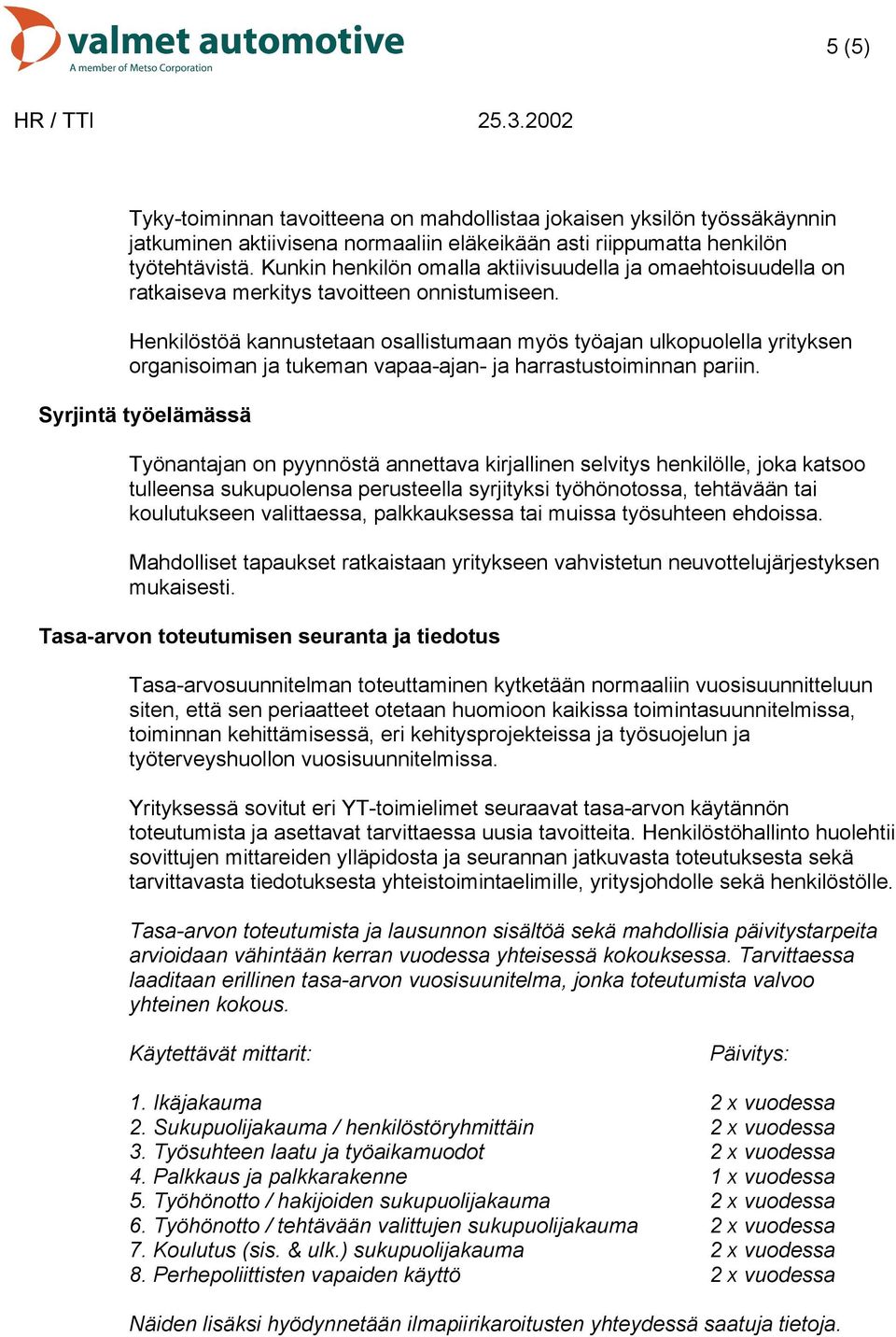 Henkilöstöä kannustetaan osallistumaan myös työajan ulkopuolella yrityksen organisoiman ja tukeman vapaa-ajan- ja harrastustoiminnan pariin.