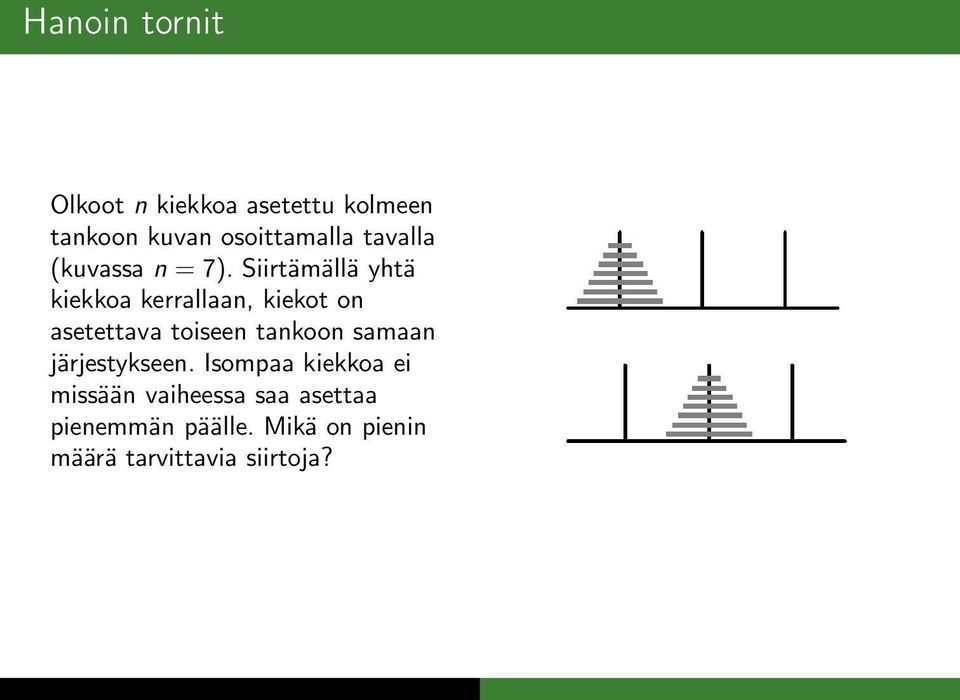 Siirtämällä yhtä ieoa errallaan, ieot on asetettava toiseen tanoon