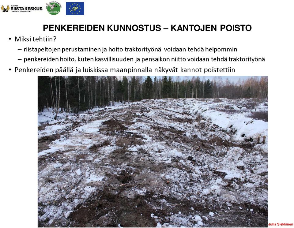 penkereiden hoito, kuten kasvillisuuden ja pensaikon niitto voidaan tehdä