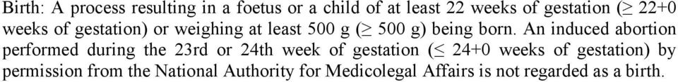 An induced abortion performed during the 23rd or 24th week of gestation ( 24+0 weeks of