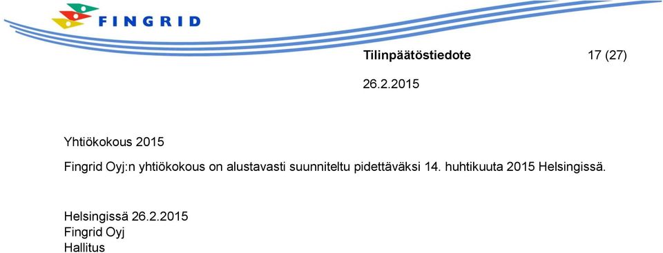 suunniteltu pidettäväksi 14.