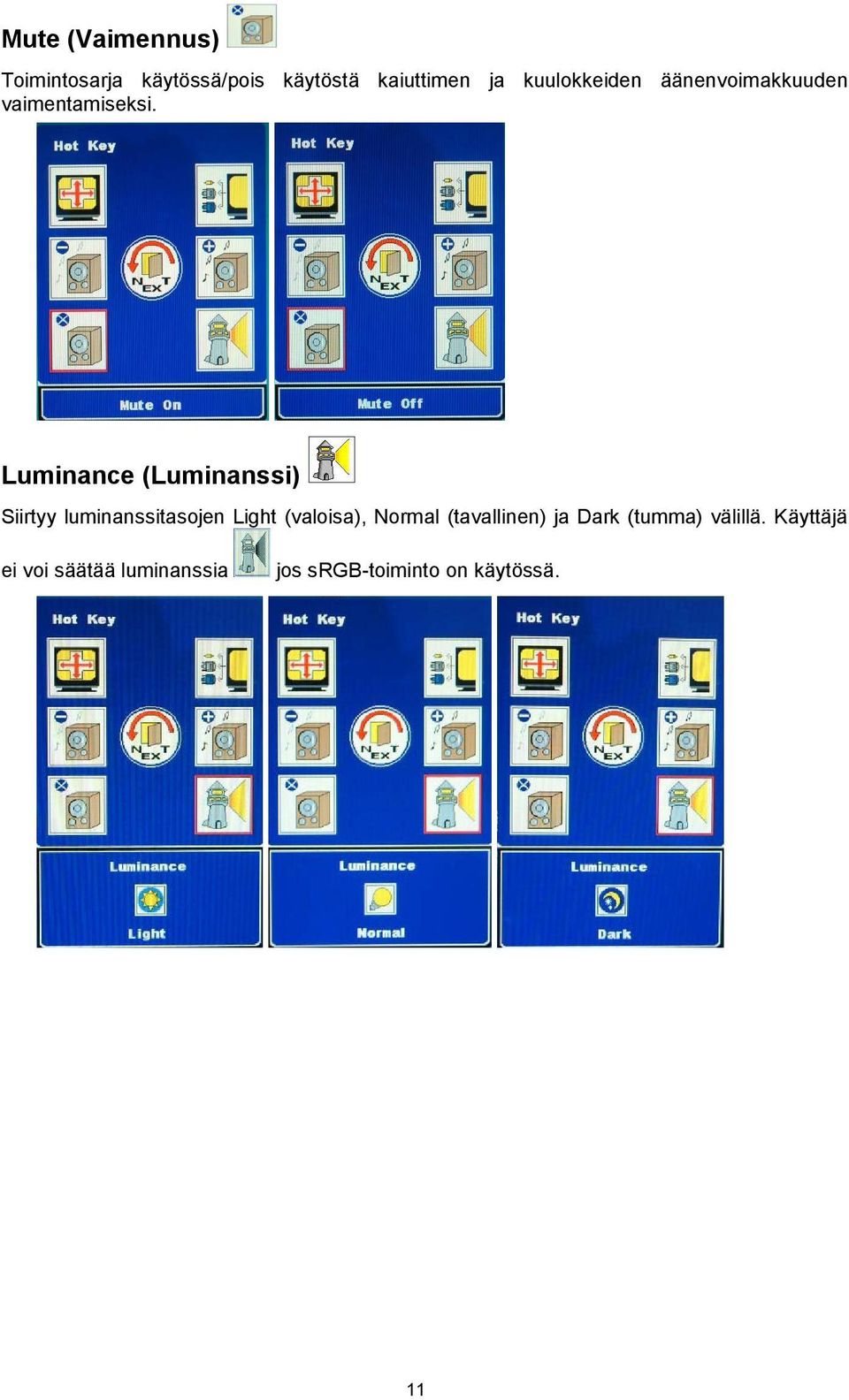 Luminance (Luminanssi) Siirtyy luminanssitasojen Light (valoisa), Normal