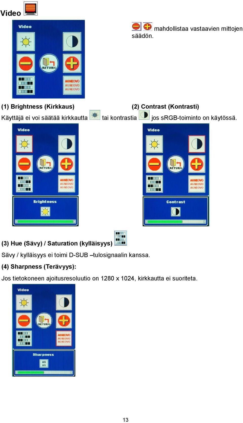 kontrastia jos srgb-toiminto on käytössä.