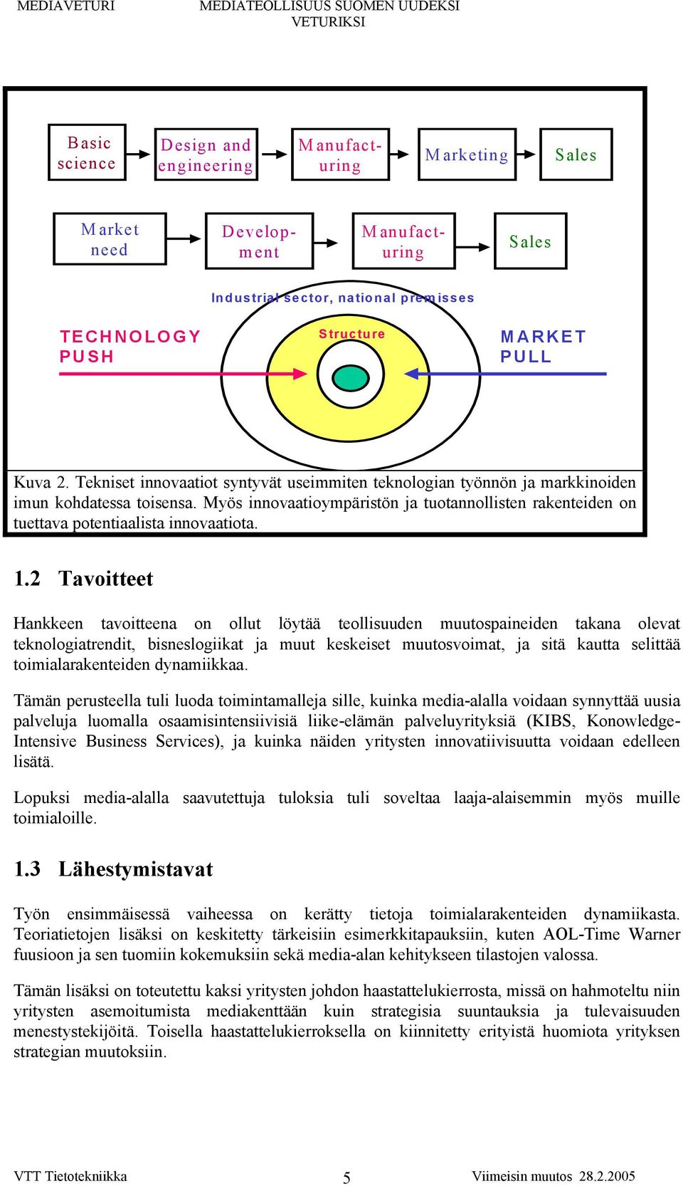 1.2 Tavoitteet Hankkeen tavoitteena on ollut löytää teollisuuden muutospaineiden takana olevat teknologiatrendit, bisneslogiikat ja muut keskeiset muutosvoimat, ja sitä kautta selittää