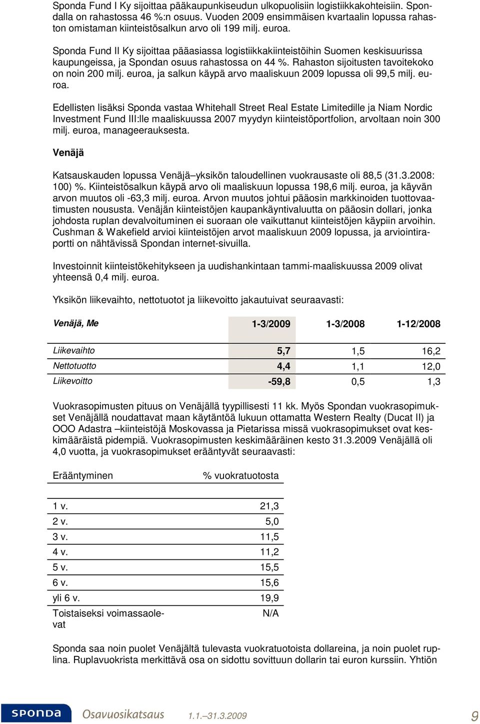 Sponda Fund II Ky sijoittaa pääasiassa logistiikkakiinteistöihin Suomen keskisuurissa kaupungeissa, ja Spondan osuus rahastossa on 44 %. Rahaston sijoitusten tavoitekoko on noin 200 milj.