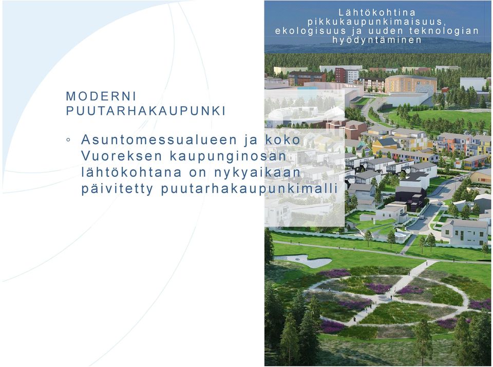 PUUTARHAKAUPUNKI Asuntomessualueen ja koko Vuoreksen