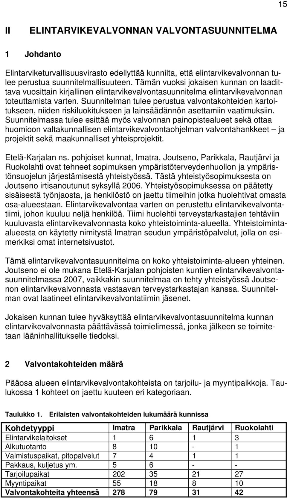 Suunnitelman tulee perustua valvontakohteiden kartoitukseen, niiden riskiluokitukseen ja lainsäädännön asettamiin vaatimuksiin.