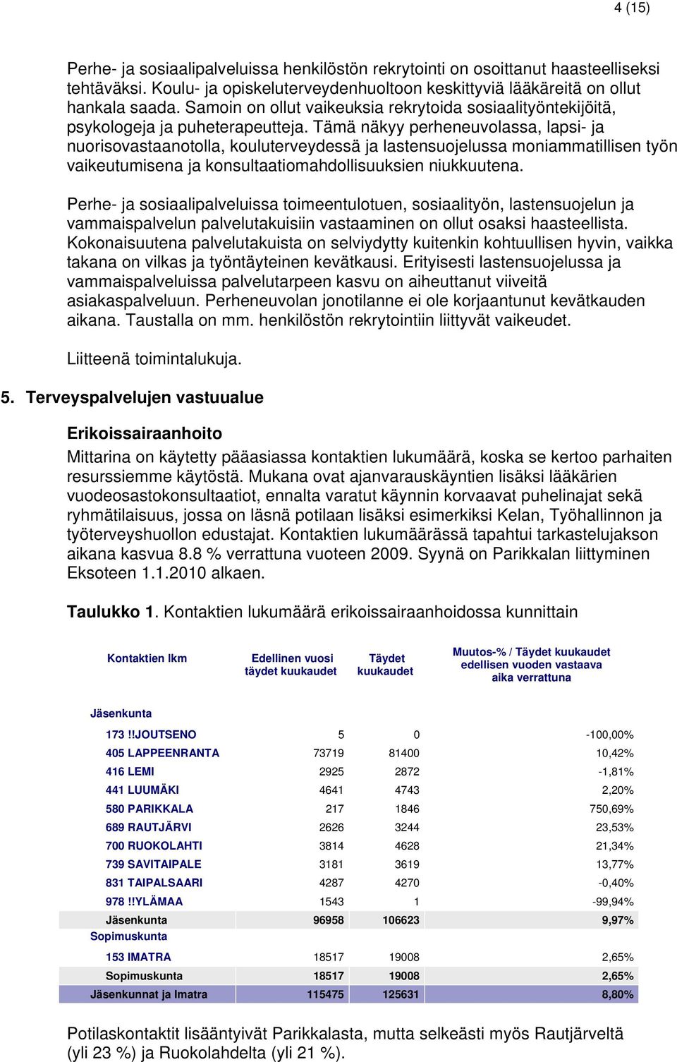 Tämä näkyy perheneuvolassa, lapsi- ja nuorisovastaanotolla, kouluterveydessä ja lastensuojelussa moniammatillisen työn vaikeutumisena ja konsultaatiomahdollisuuksien niukkuutena.