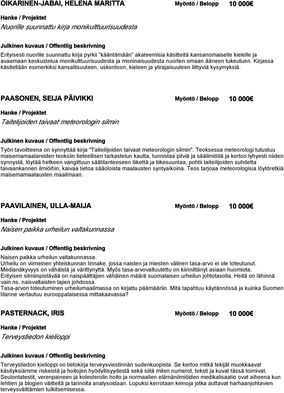 PAASONEN, SEIJA PÄIVIKKI Taitelijoiden taivaat meteorologin silmin Työn tavoitteena on synnyttää kirja "Taiteilijoiden taivaat meteorologin silmin".