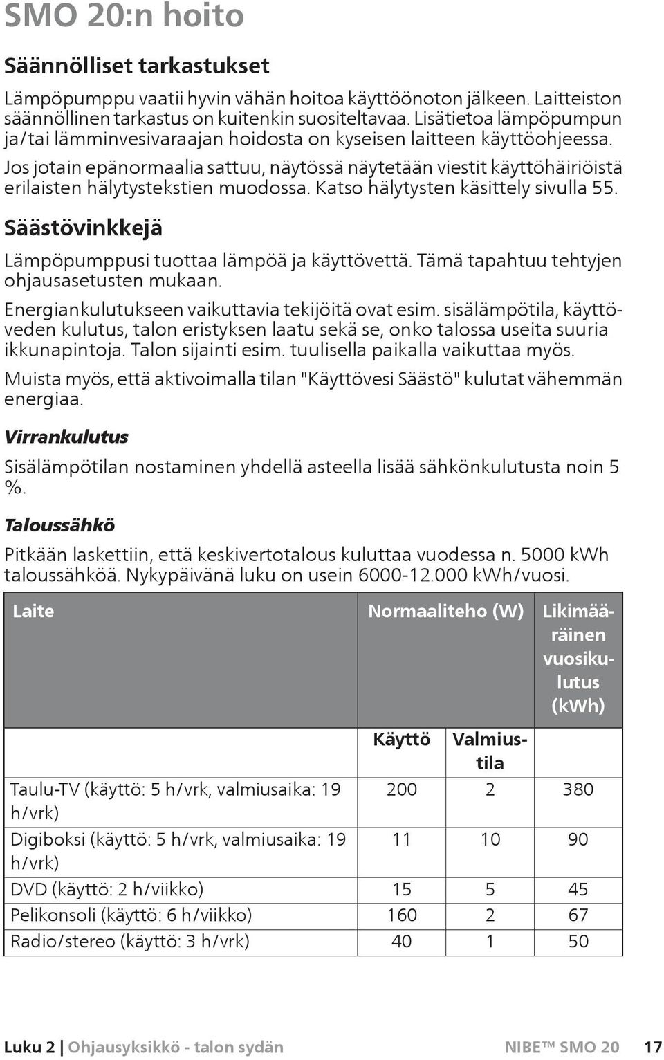 Jos jotain epänormaalia sattuu, näytössä näytetään viestit käyttöhäiriöistä erilaisten hälytystekstien muodossa. Katso hälytysten käsittely sivulla 55.