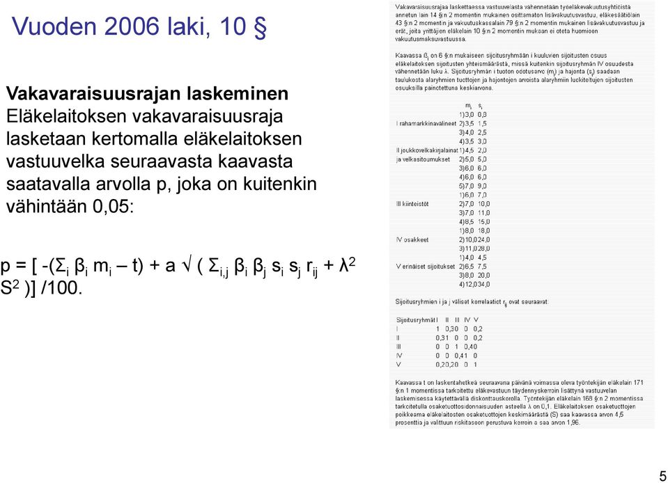 seuraavasta kaavasta saatavalla arvolla p, joka on kuitenkin vähintään