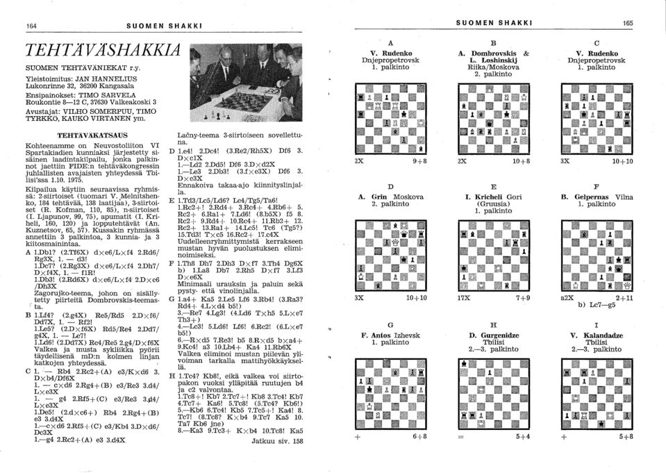 Rudenko Dnjepropetrovsk 1. palkinto B A. Dombrovskis & L. Loshinskij Riika/Moskova 2. palkinto C V. Rudenko Dnj epropetrovsk 1.