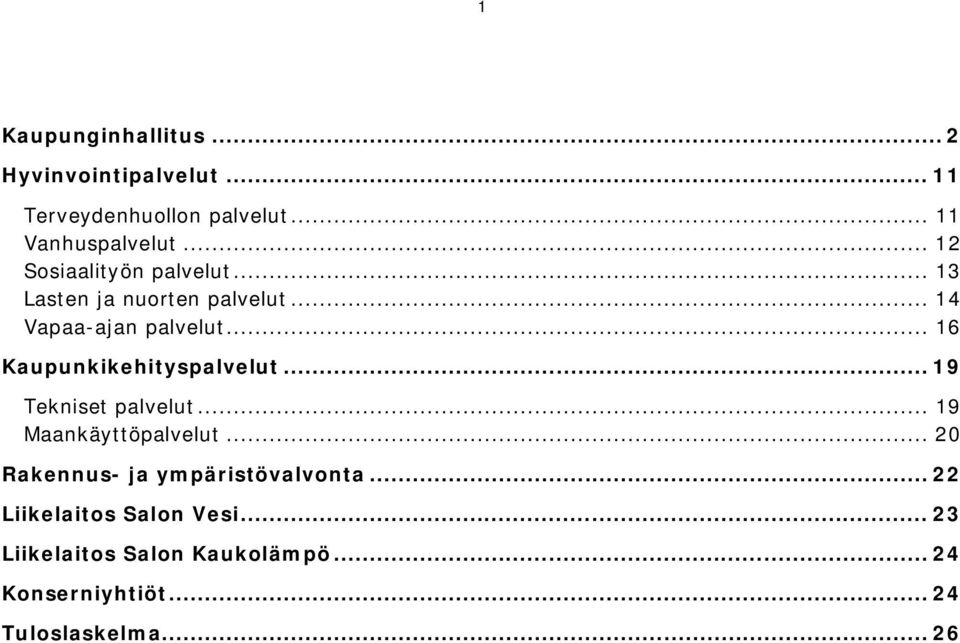 .. 16 Kaupunkikehityspalvelut... 19 Tekniset palvelut... 19 Maankäyttöpalvelut.