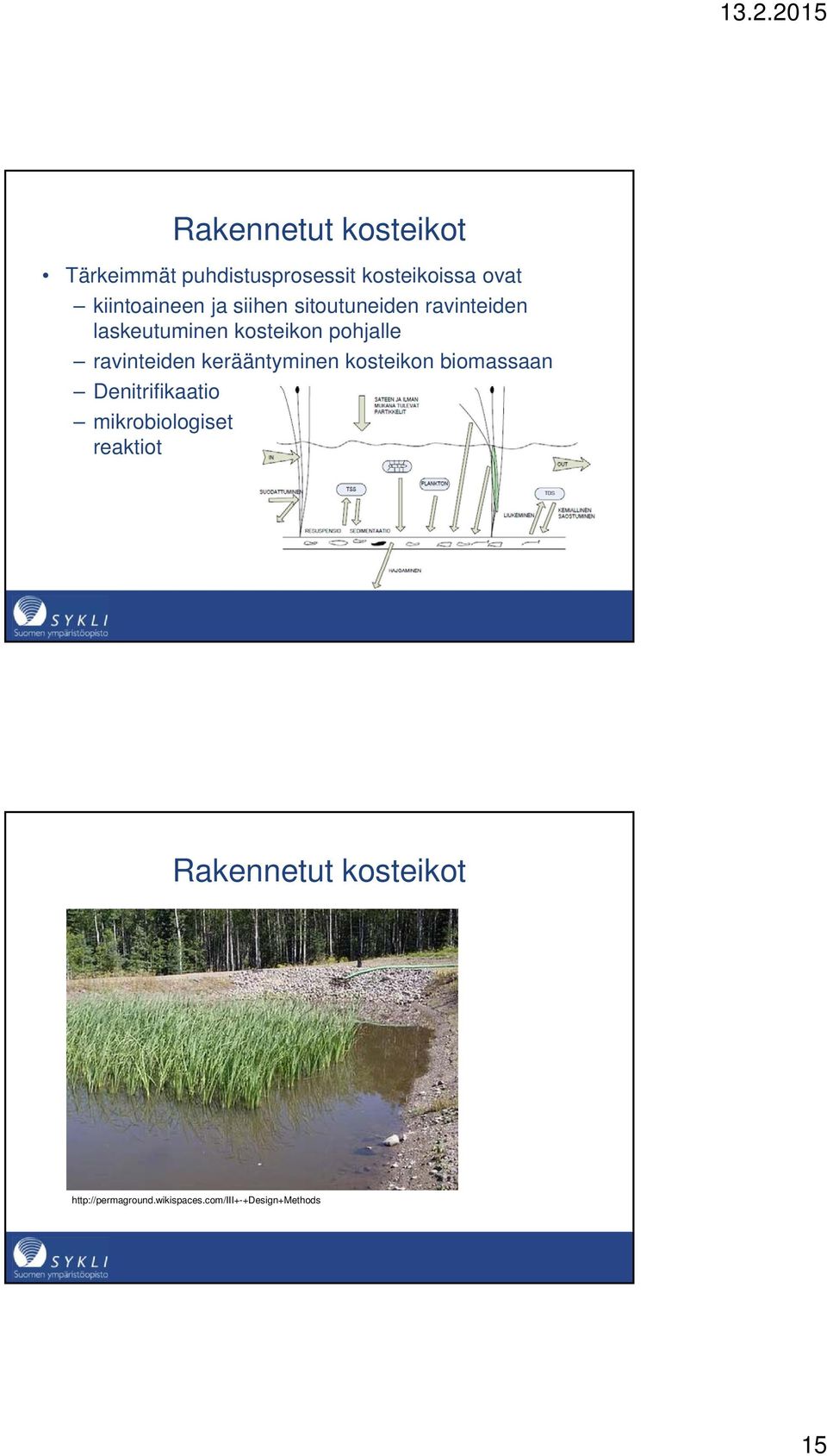 pohjalle ravinteiden kerääntyminen kosteikon biomassaan Denitrifikaatio