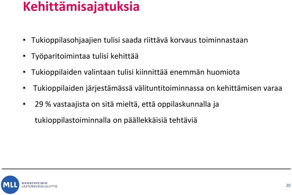 huomiota Tukioppilaiden järjestämässä välituntitoiminnassa on kehittämisen varaa 29 %