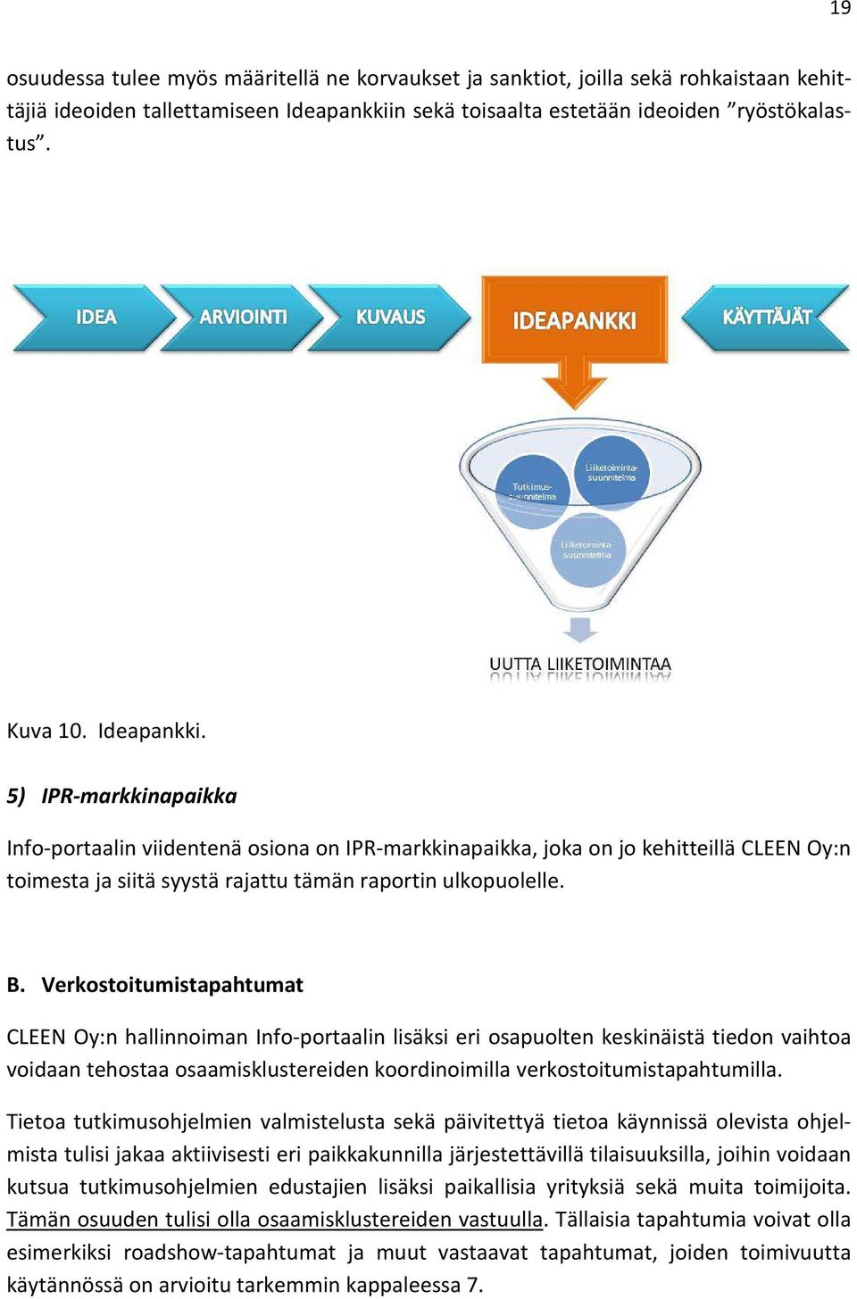 Verkostoitumistapahtumat CLEEN Oy:n hallinnoiman Info-portaalin lisäksi eri osapuolten keskinäistä tiedon vaihtoa voidaan tehostaa osaamisklustereiden koordinoimilla verkostoitumistapahtumilla.