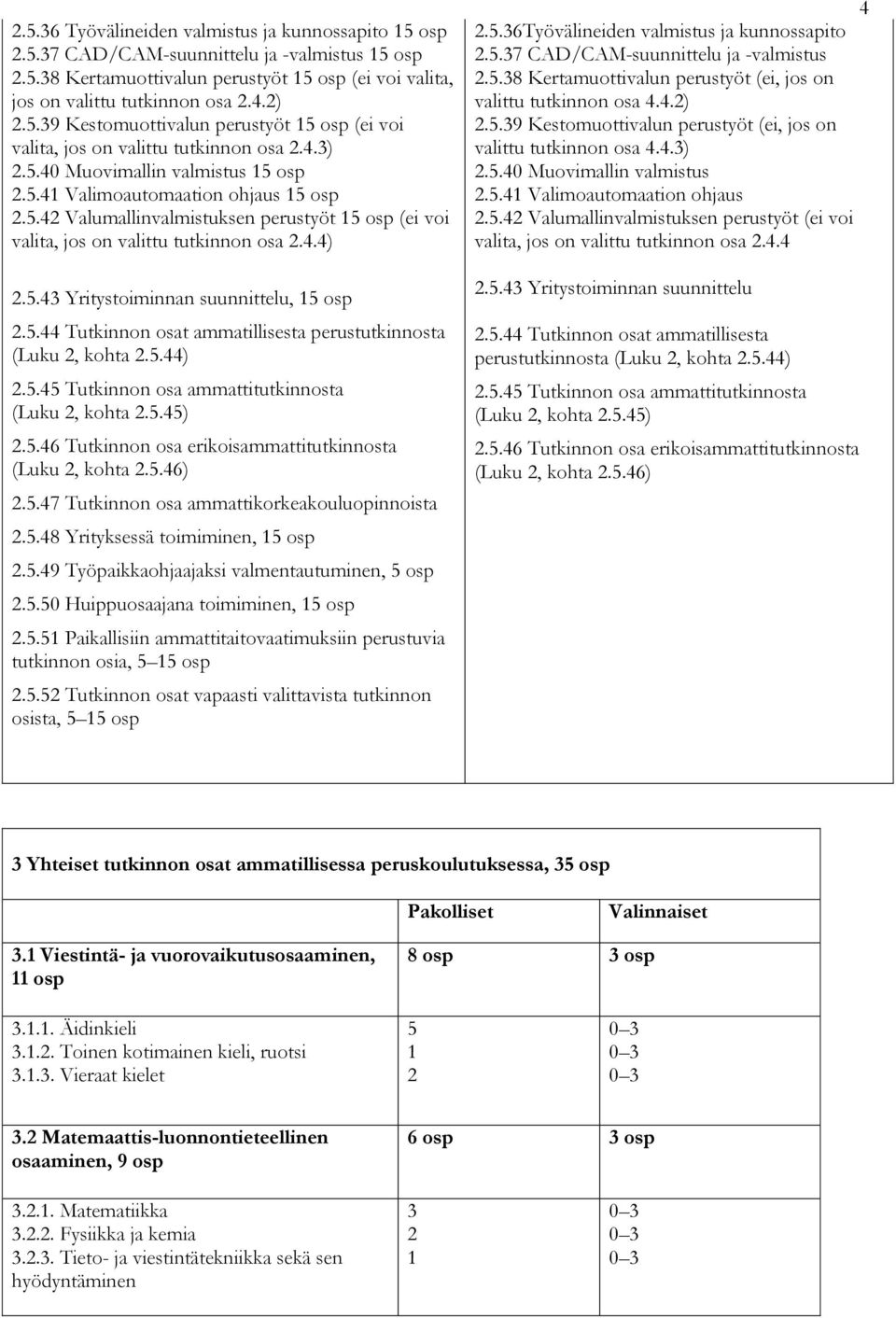 5.44 Tutkinnon osat ammatillisesta perustutkinnosta (Luku 2, kohta 2.5.44) 2.5.45 Tutkinnon osa ammattitutkinnosta (Luku 2, kohta 2.5.45) 2.5.46 Tutkinnon osa erikoisammattitutkinnosta (Luku 2, kohta 2.