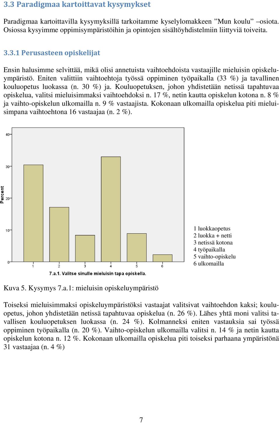 3. Perusasteen piskelijat Ensin halusimme selvittää, mikä lisi annetuista vaihtehdista vastaajille mieluisin piskeluympäristö.