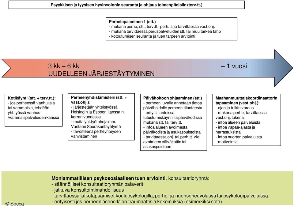 työssä vanhus- /vammaispalveluiden kanssa Perheenyhdistämisleiri (stt. + vast.ohj.): - järjestetään yhteistyössä Helsingin ja Espoon kanssa n. kerran vuodessa - muita yht.työtahoja mm.