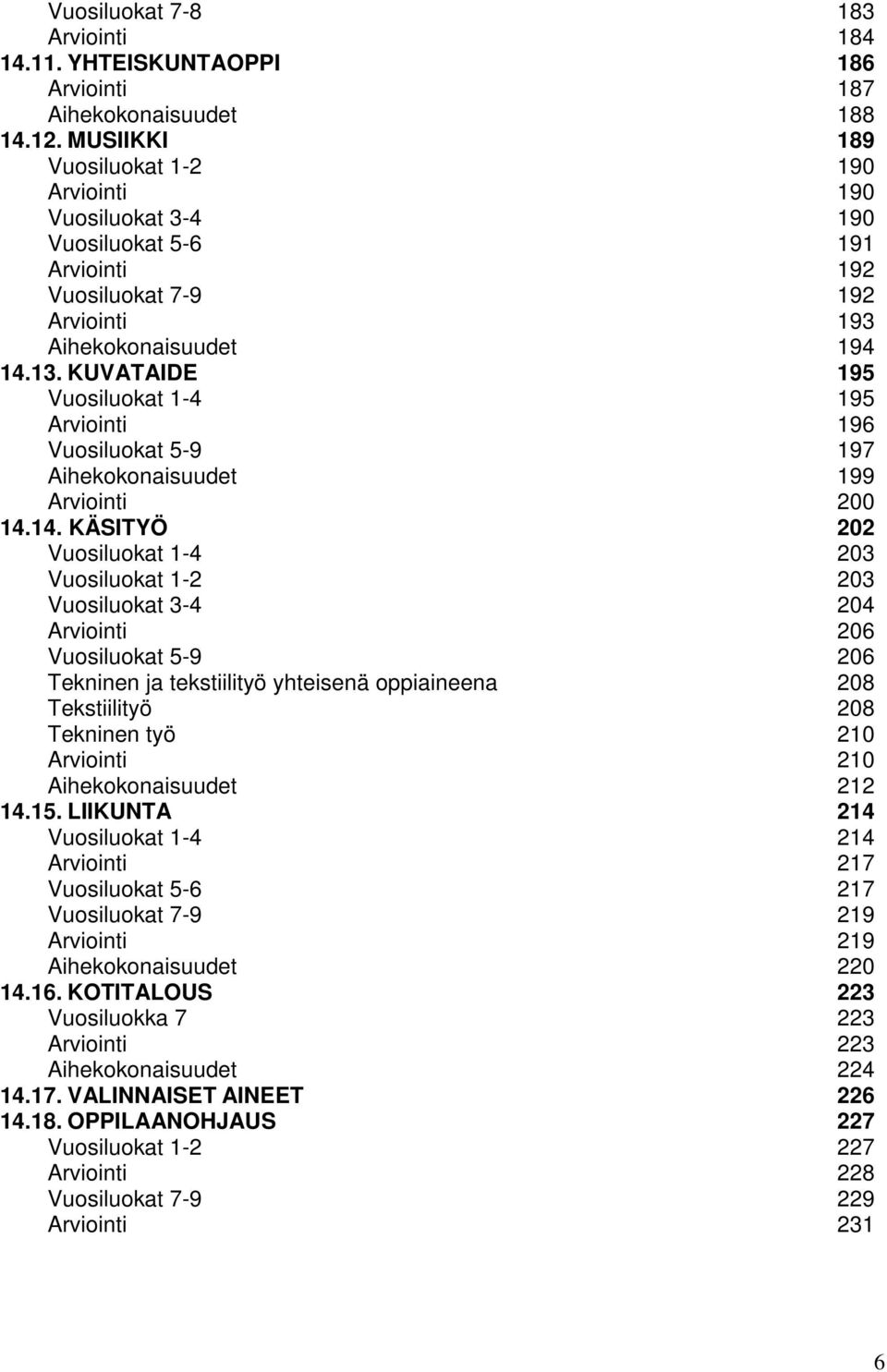 KUVATAIDE 195 Vuosiluokat 1-4 195 Arviointi 196 Vuosiluokat 5-9 197 Aihekokonaisuudet 199 Arviointi 200 14.