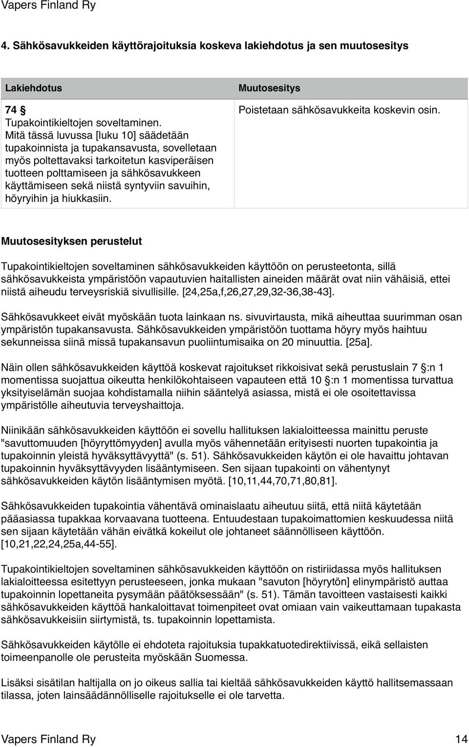 syntyviin savuihin, höyryihin ja hiukkasiin. Muutosesitys Poistetaan sähkösavukkeita koskevin osin.