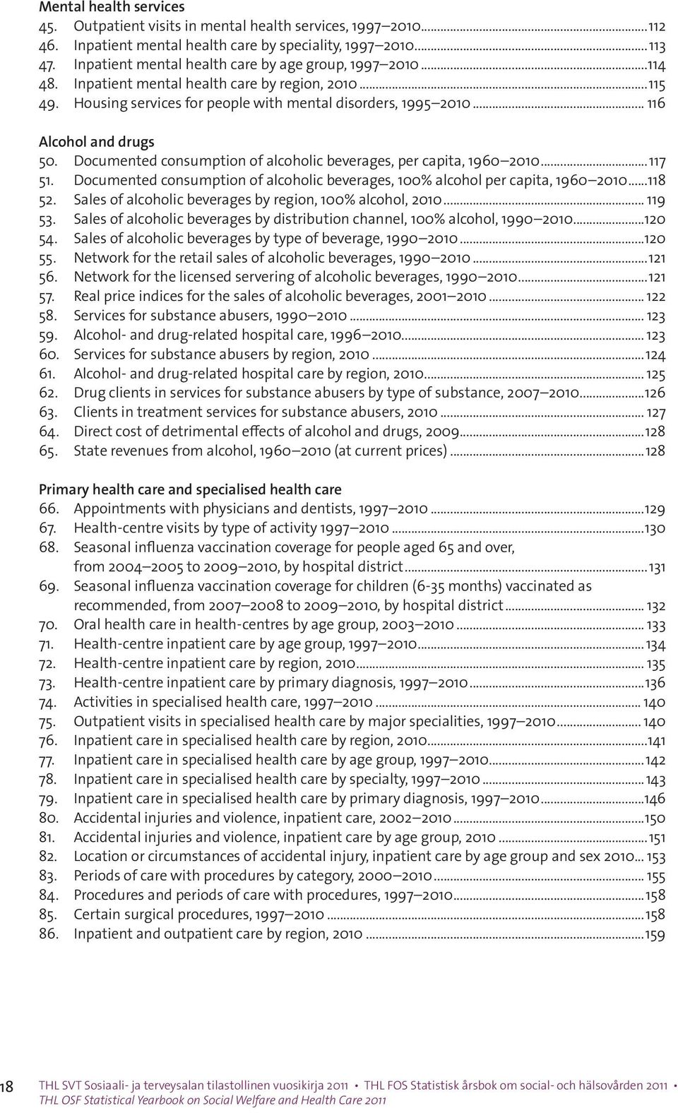 .. 116 Alcohol and drugs 50. Documented consumption of alcoholic beverages, per capita, 1960 2010...117 51. Documented consumption of alcoholic beverages, 100% alcohol per capita, 1960 2010...118 52.