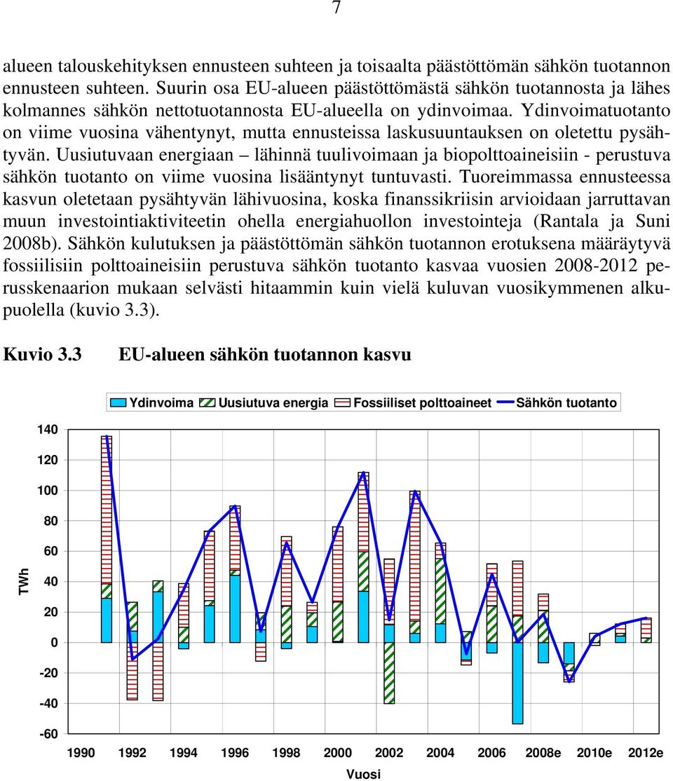 Ydinvoimatuotanto on viime vuosina vähentynyt, mutta ennusteissa laskusuuntauksen on oletettu pysähtyvän.