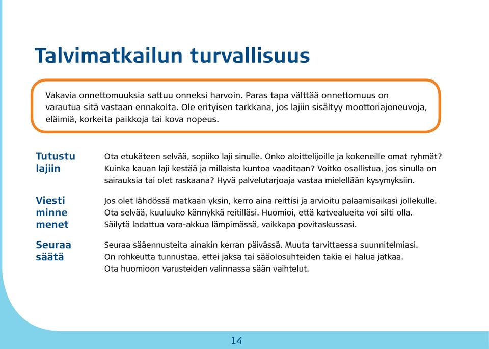 Onko aloittelijoille ja kokeneille omat ryhmät? Kuinka kauan laji kestää ja millaista kuntoa vaaditaan? Voitko osallistua, jos sinulla on sairauksia tai olet raskaana?