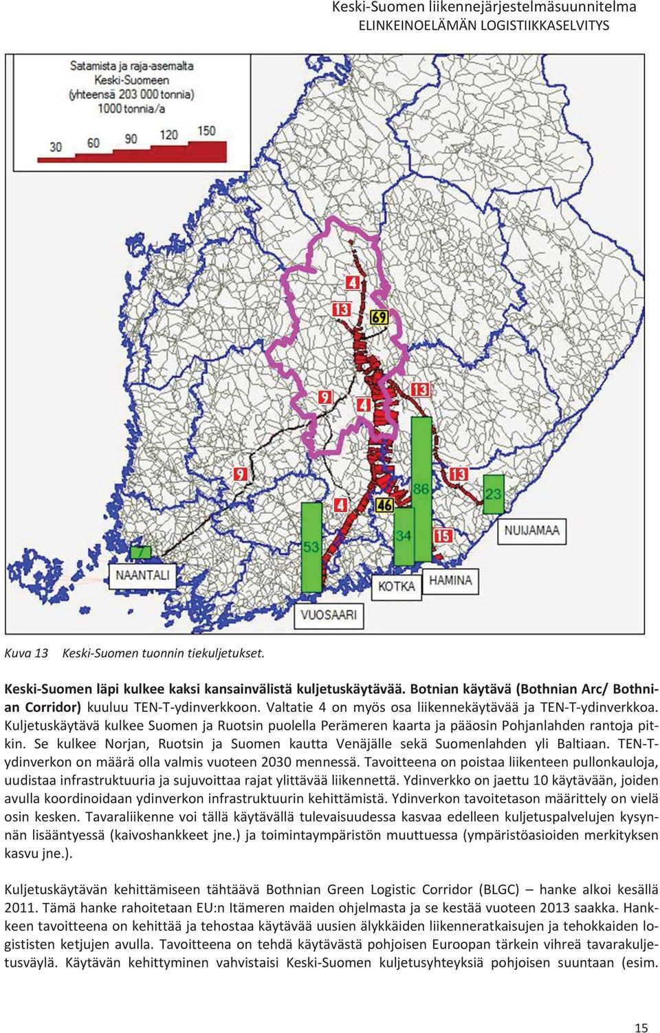 KuljetuskäytäväkulkeeSuomenjaRuotsinpuolellaPerämerenkaartajapääosinPohjanlahdenrantojapit kin. Se kulkee Norjan, Ruotsin ja Suomen kautta Venäjälle sekä Suomenlahden yli Baltiaan.