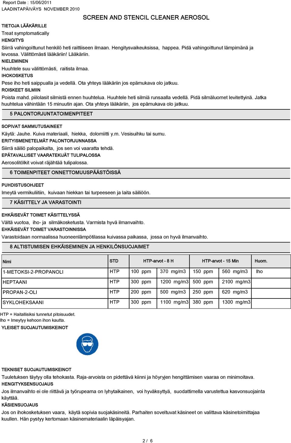 piilolasit silmistä ennen huuhtelua. Huuhtele heti silmiä runsaalla vedellä. Pidä silmäluomet levitettyinä. Jatka huuhtelua vähintään 15 minuutin ajan. Ota yhteys lääkäriin, jos epämukava olo jatkuu.